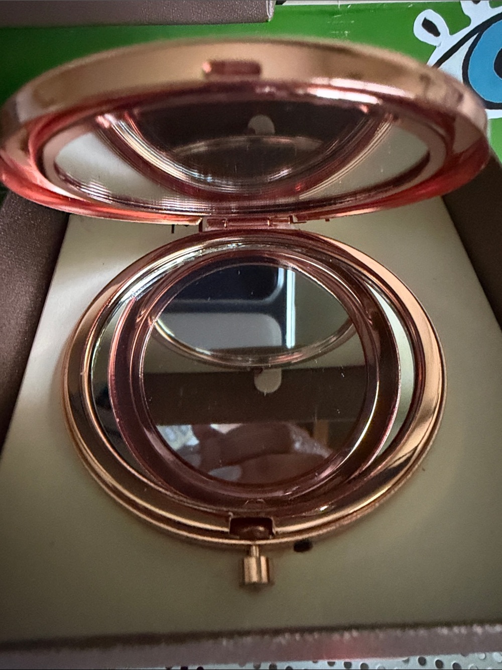 Monet Compact Mirror with Crystal Heart Accent - Picture 2 of 3